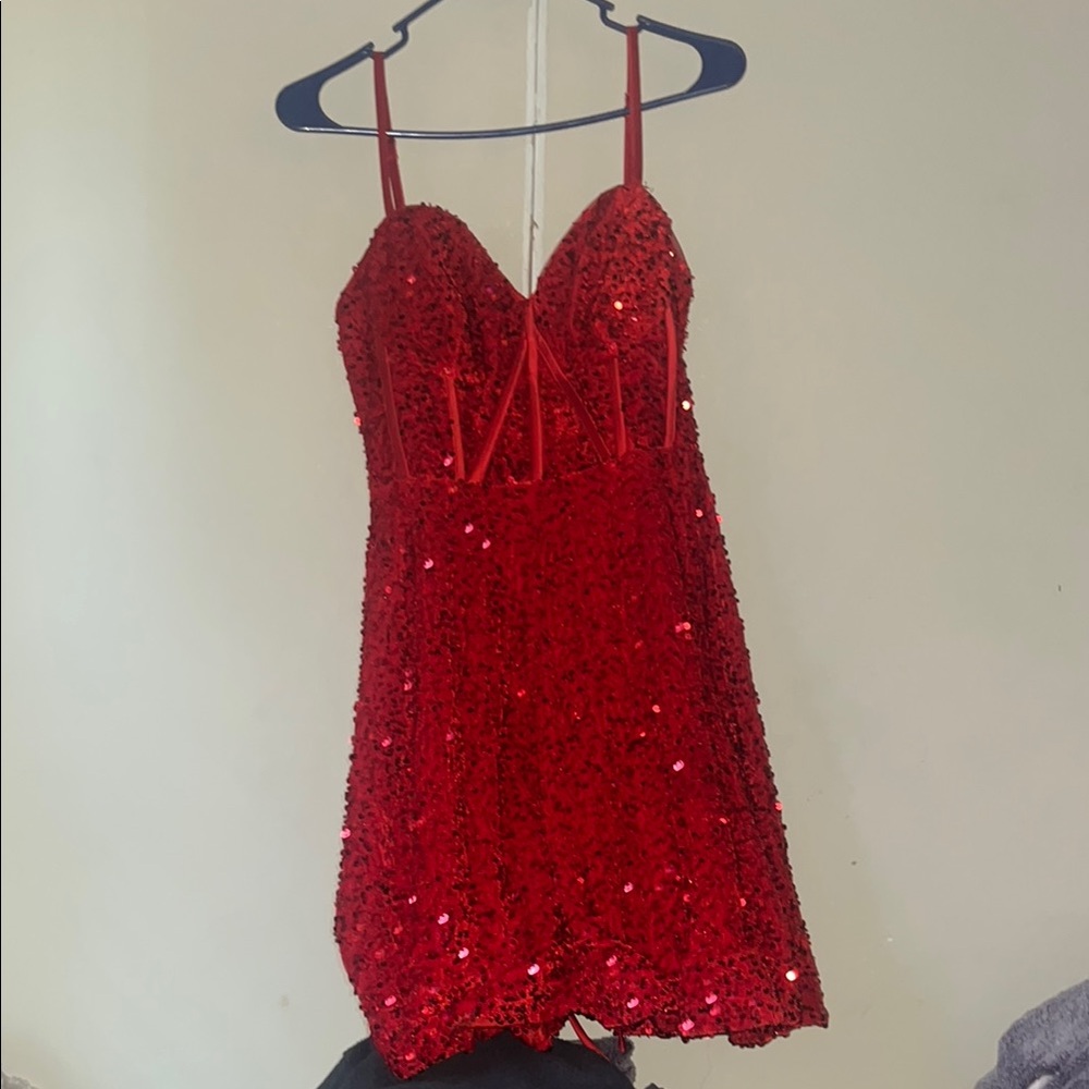 Amazon Red Sequin Mini Dress